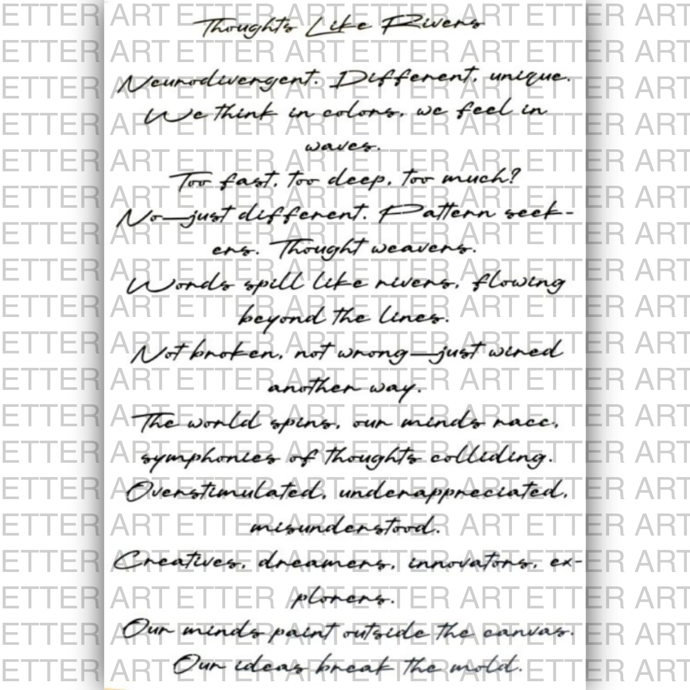 TYPOPOEM - THOUGHTS LIKE RIVERS (EN) - 59,4 x 84,1 cm