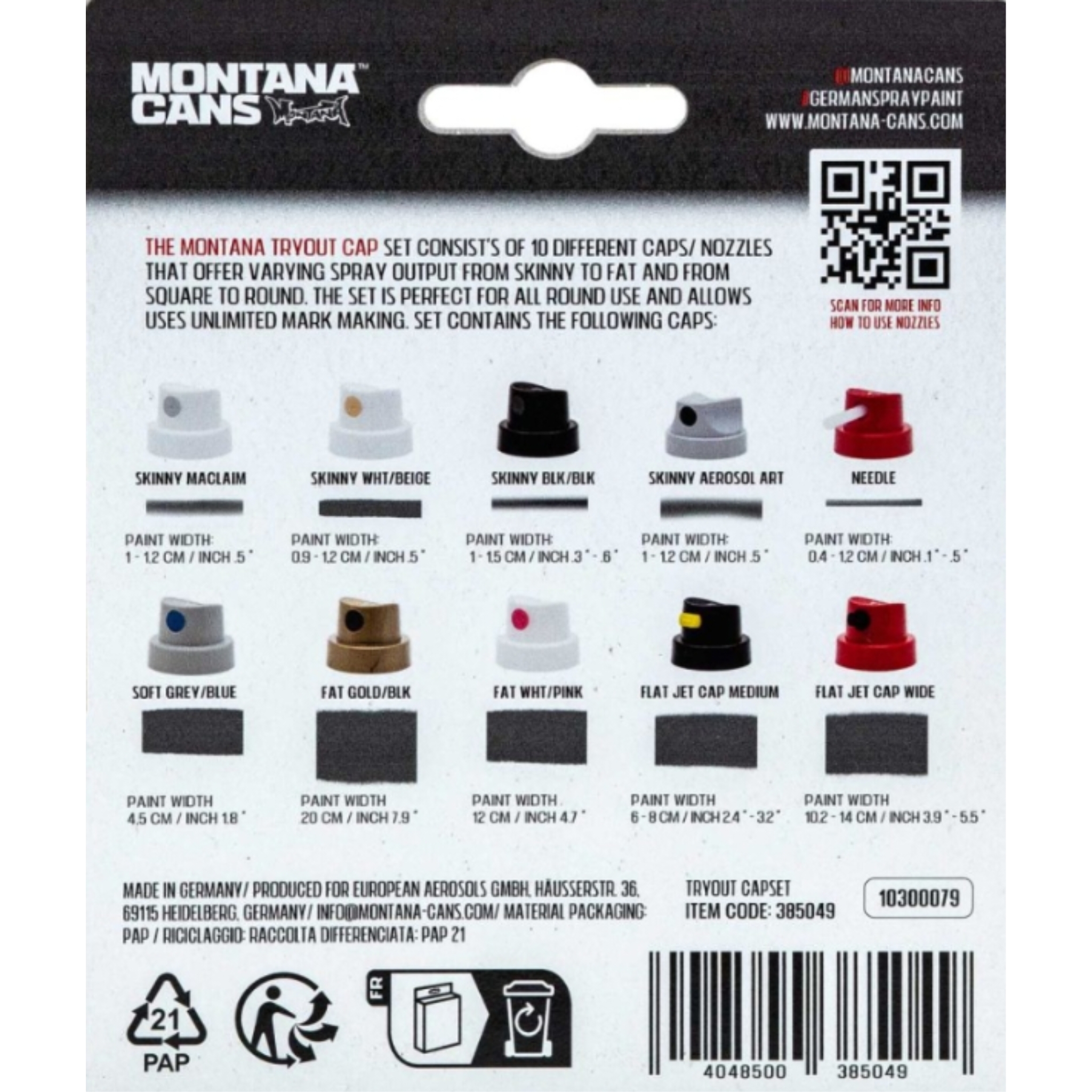 Montana CAP SETS - Spray Head Sets TRYOUT CAP SET 2